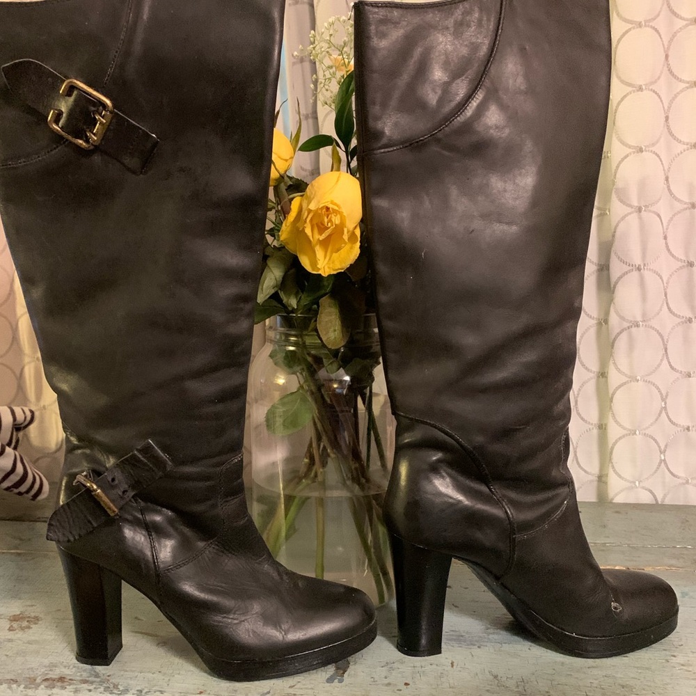 COPY - Shellys London Size 39 (Womens 8)Tall Leather Black Boots over knee, sas…